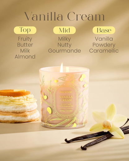 Vanilla Scented Soy Candle, 55H Burn Time Non Toxic 10.3Oz2