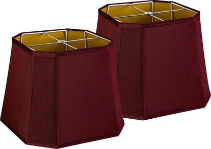 Lamp Shades Square Set of 2 Medium,10"×13"D×10.5" Burgundy Empire | 0.41" Spider,Replacement Lamp Shade for Table Lamps Office,Faux Silk Cut Corner,Victoria Lampshade,Polyester Easy Assembly1