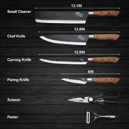 6 Pieces Black Professional Chef Knife Set with Stainless Steel Cutlery2