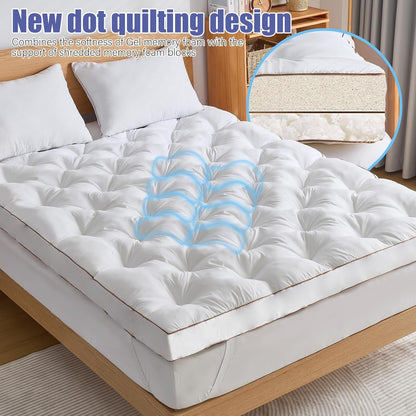 4 Inch Memory Foam Mattress Topper Queen for Back Pain Relief, Filled with Breathable Gel Memory Foam, Supportive Pillow Top Mattress Topper7