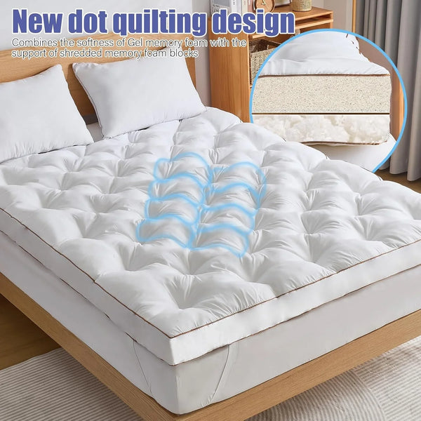 4 Inch Memory Foam Mattress Topper Queen for Back Pain Relief, Filled with Breathable Gel Memory Foam, Supportive Pillow Top Mattress Topper7