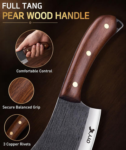 2PCS Kitchen Knife Set, Heavy Duty Meat Cleaver Chef Knife5