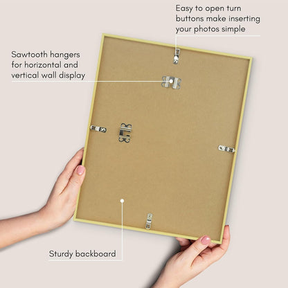 11X14 Picture Frame - Matted to 8X10 - Slim Molding - Gold6
