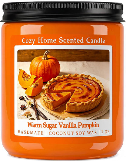 Warm Vanilla Pumpkin Scented Fall Candle, 7OZ Natural Coconut Soy Wax Fall Candles with Mild Bakery Notes, Nostalgic Autumn Pumpkin Candle Room Decor & Thanksgiving Holiday Gifts for Women1