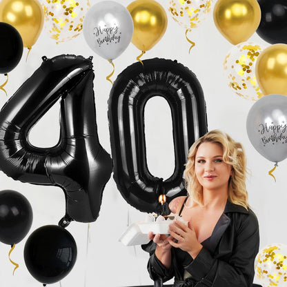 40Th Birthday Decorations for Men Women, 40 Inch 40 Balloon Numbers, 18 Pcs 12 Inch 40Th Birthday Decoration Balloons for 40Th Men Women Birthday Anniversary Party Decoration6