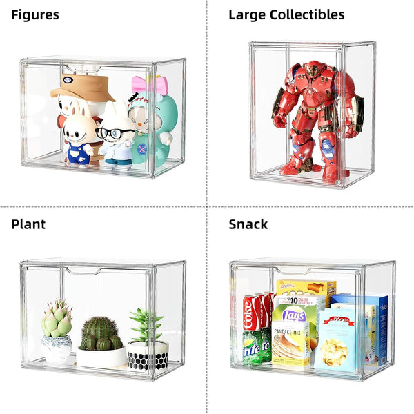 Clear Acrylic Display Case, Stackable Plastic Storage Bins with Lids, Large Display Box with Magnetic Lid Clear Storage Container Dustproof Showcase for Collectibles, Figures, 1 Pack3