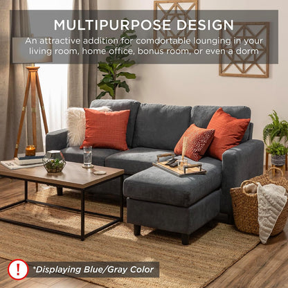 Upholstered Sectional Sofa for Home, Apartment, Dorm, Bonus Room, Compact Spaces W/Chaise Lounge, 3-Seat, L-Shape Design, Reversible Ottoman Bench, 680Lb Capacity - Gray5