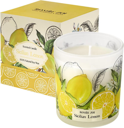 Scented Candle - Sicilian Lemon- 6Oz Aromatherapy Soy Wax Jar Candle for Home, Gifts for Women - 170G1