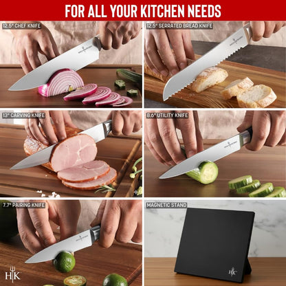 6-Piece Stainless Steel Cutlery Knife Set with Magnetic Storage Board, Dishwasher-Safe Knives | Cutlery Knife Set with Magnetic Storage Board, Stainless Steel Blades, Dishwasher Safe, 6 Pieces2