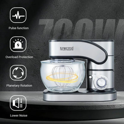 Stainless Steel 6-Speed 7.4QT Stand Mixer | 700W Motor, 7.4QT Bowl, Tilt-Head Design. Dough Hook, Beater & Whisk. for Bread, Cakes & Dough4