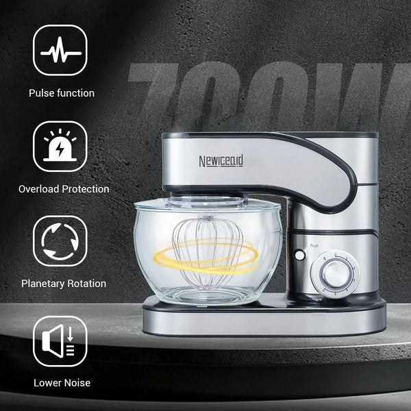Stainless Steel 6-Speed 7.4QT Stand Mixer | 700W Motor, 7.4QT Bowl, Tilt-Head Design. Dough Hook, Beater & Whisk. for Bread, Cakes & Dough4