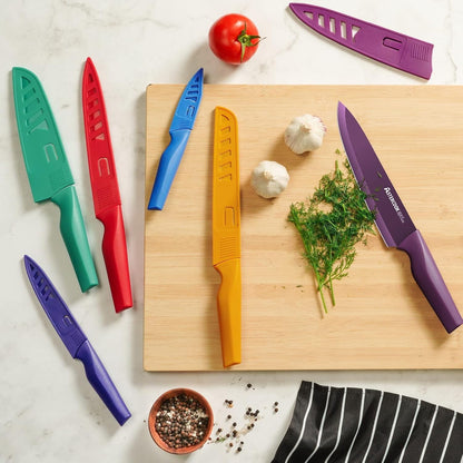 Knife Set, 12 Pcs Color-Coded Kitchen Knives Set, 6 Color Anti-Rust Coating Stainless Steel Chef Knife Sets with 6 Blade Guards Dishwasher Safe, Perfect Holiday Gifts for Kitchen3