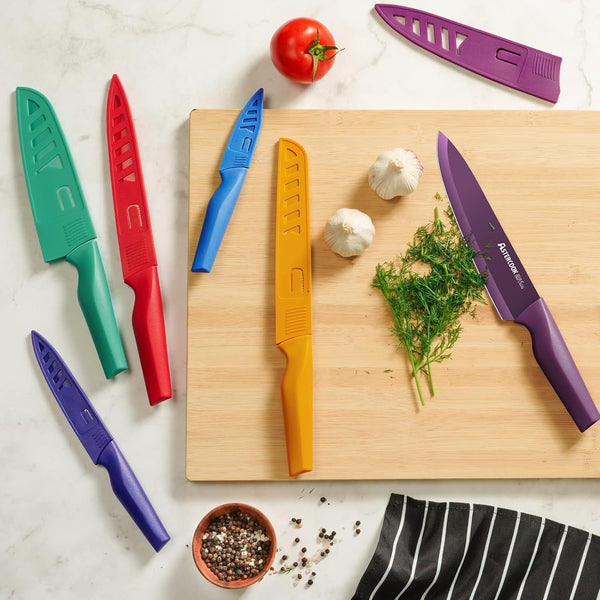 Knife Set, 12 Pcs Color-Coded Kitchen Knives Set, 6 Color Anti-Rust Coating Stainless Steel Chef Knife Sets with 6 Blade Guards Dishwasher Safe, Perfect Holiday Gifts for Kitchen3