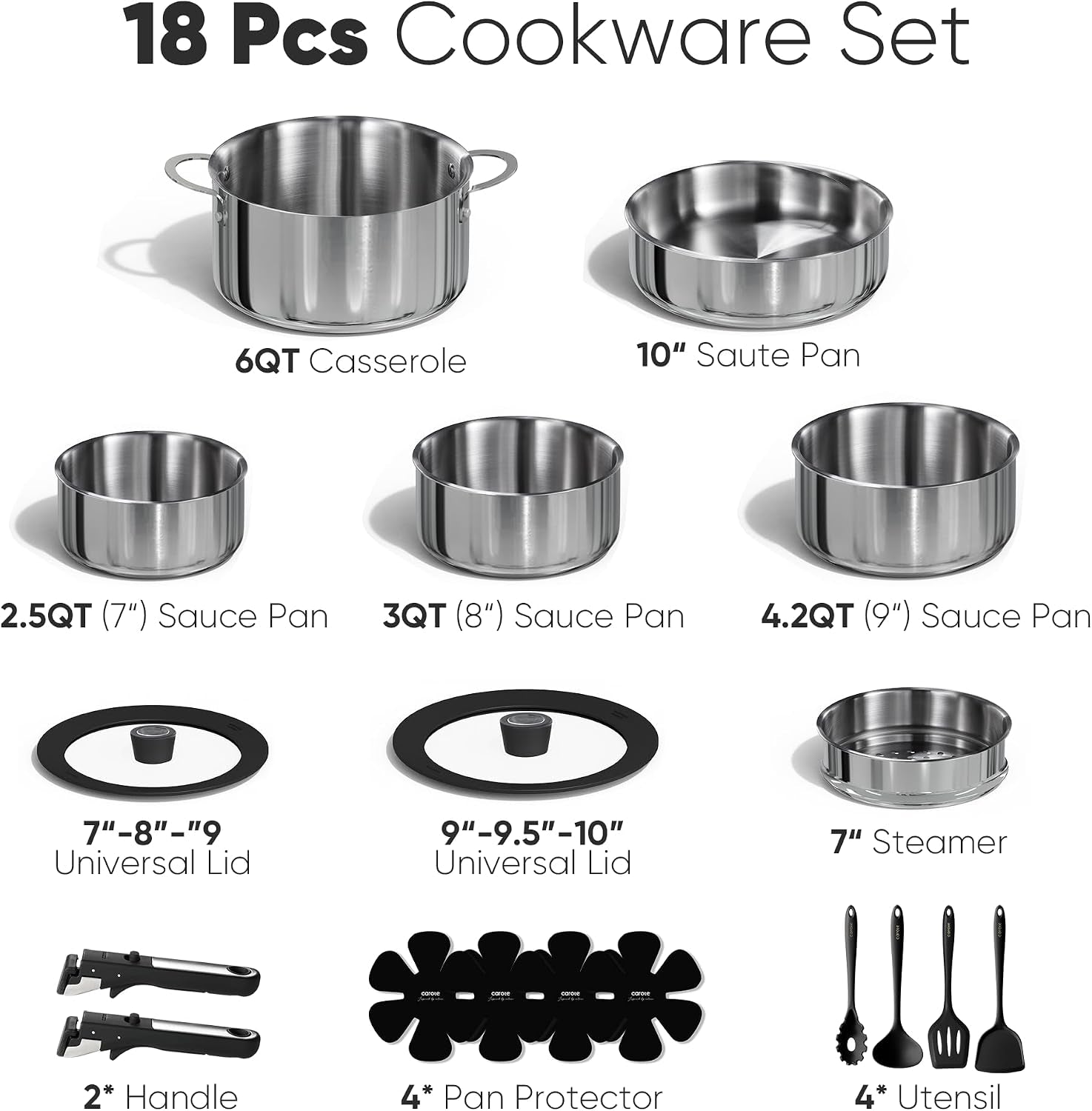 18pcs-tri-ply-stainless-steel-cookware-set-with-detachable-handle-pots-and-pans-set-even-heating-non-toxic-induction-compatible-dishwasher-oven-safe-space-saving-camping-cooking-black