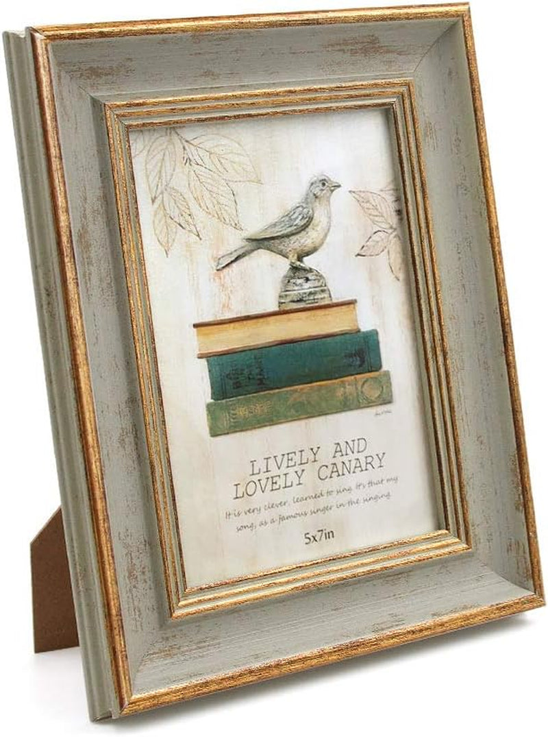 5x7-picture-frame-vintage-antique-green-gold-unique-photo-frame
