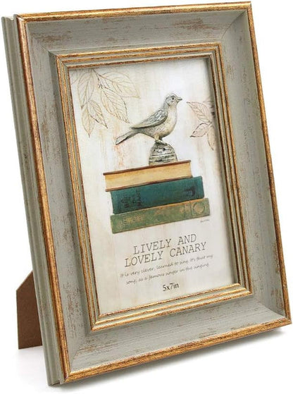 5X7 Picture Frame Vintage Antique Green Gold Unique Photo Frame1