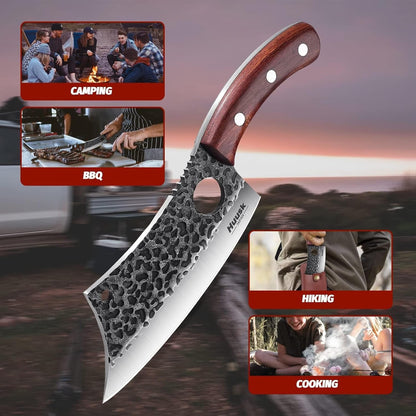 Meat Cleaver Knife with Sheath, Hand Forged Viking Knife, Mens Gifts6