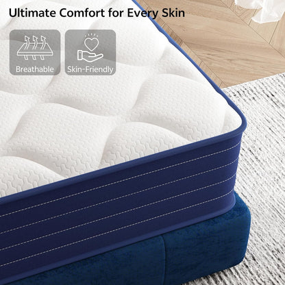 King Size Mattress, 12 Inch King Mattress in a Box, Hybrid Mattresses, Pocket Spring & Memory Foam, Medium, Motion Isolation, Fiberglass Free, Certipur-Us Certified, 76" X 80"2