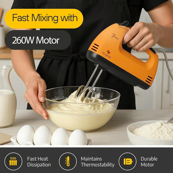 Hand Mixer Electric Handheld – 7 Speed Ultra Power Electric Mixer Handheld (Orange)6