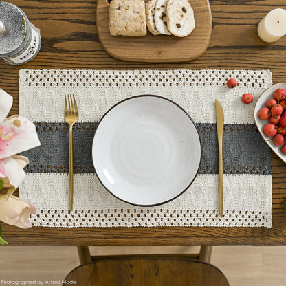 Dark Grey Farmhouse Rustic Placemats Set of 4,12X18 Inch Seasonal Holiday Hollow Table Mats Party Kitchen Dining Decoration2