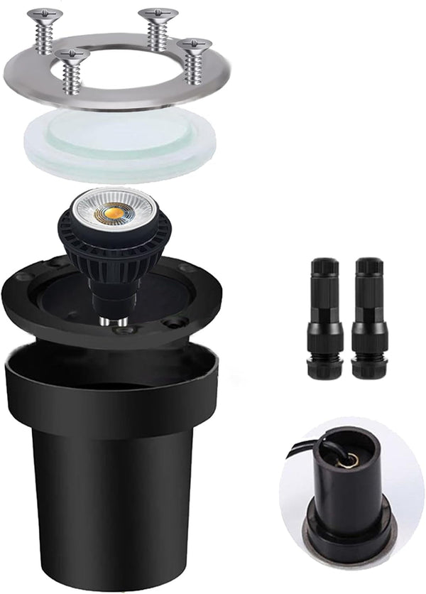 Landscape Lights LED Well Lights 6W,12-24V Low Voltagelandscape Lighting with Replacement 6W 2700K Bulb Dimmable Waterproof Landscape Lighting for Yard, Garden, Patio (White, 8Pck)2