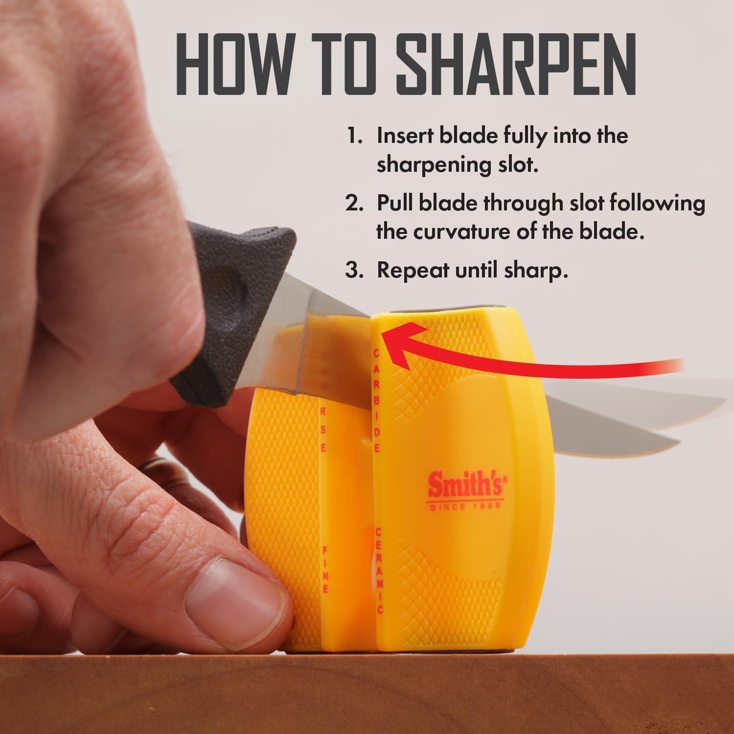 ccks-2-step-knife-sharpener-yellow-2-step-preset-coarse-fine-slots-outdoor-handheld-knife-sharpener-fishing-hunting-fillet-pocket-knives-compact-plastic-portable-keychain-tool