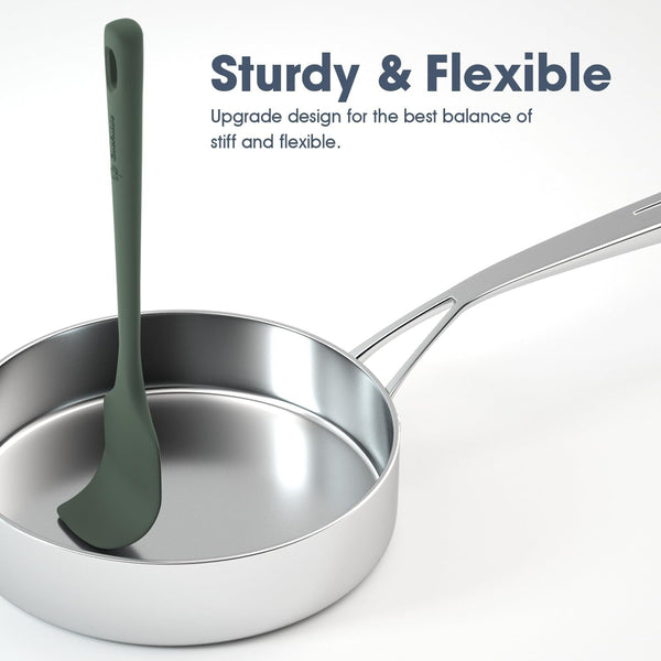 5 Pieces Silicone Spatula Set, Food Grade Rubber Spatula, Upgrade Strong Handle with Ergonomic Grip, Heat Resistant up to 600°F for Nonstick Cookware, Cooking4