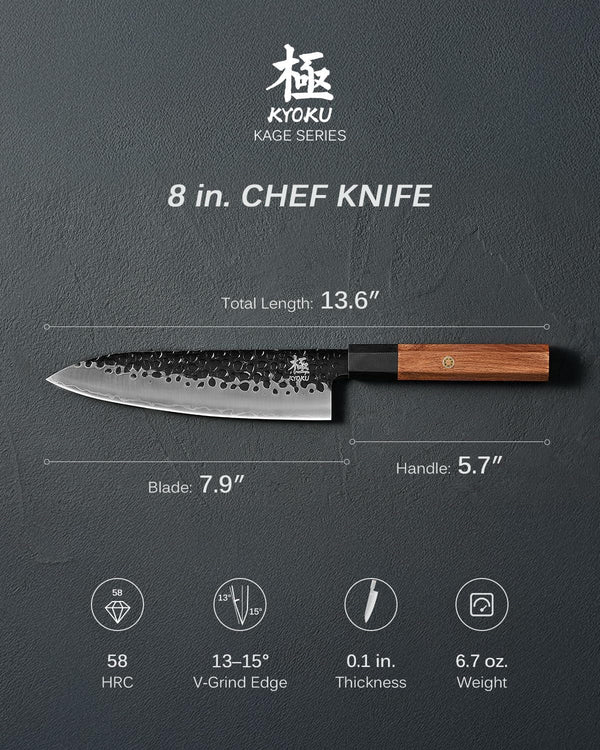 8" Chef Knife - Japanese 3 Layer Steel Kitchen Knife Rosewood Handle5