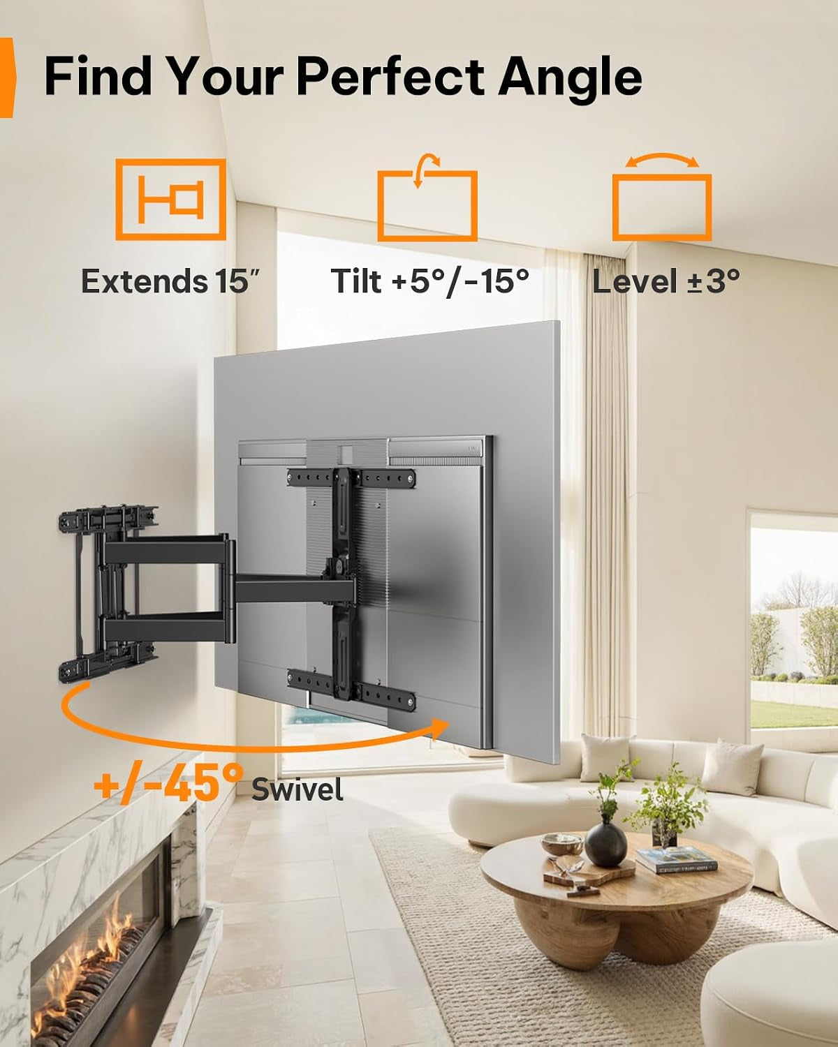 ultra-slim-tv-wall-mount-1-1-low-profile-for-42-90-tvs-fits-16-24-studs-full-motion-tv-mount-wall-bracket-with-dual-articulating-arms-swivel-tilt-max-vesa-600x400mm-holds-132lbs