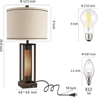 Farmhouse Table Lamps for Living Room Set of 2 with USB C+A Ports6