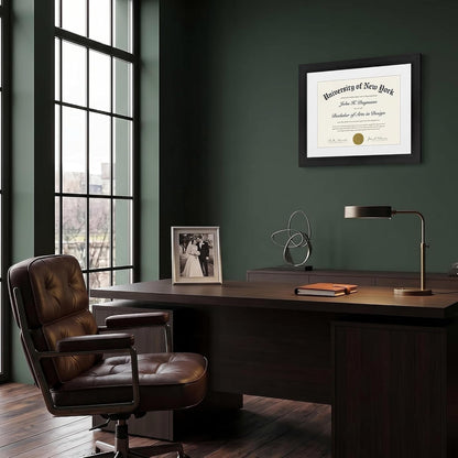 11X14 Diploma Frame with Shatter-Resistant Glass - Use as 8.5X11 Frame with Mat or Display 11X14 Documents without Mat - Certificate Frames with Engineered Wood for Wall Display - Black4