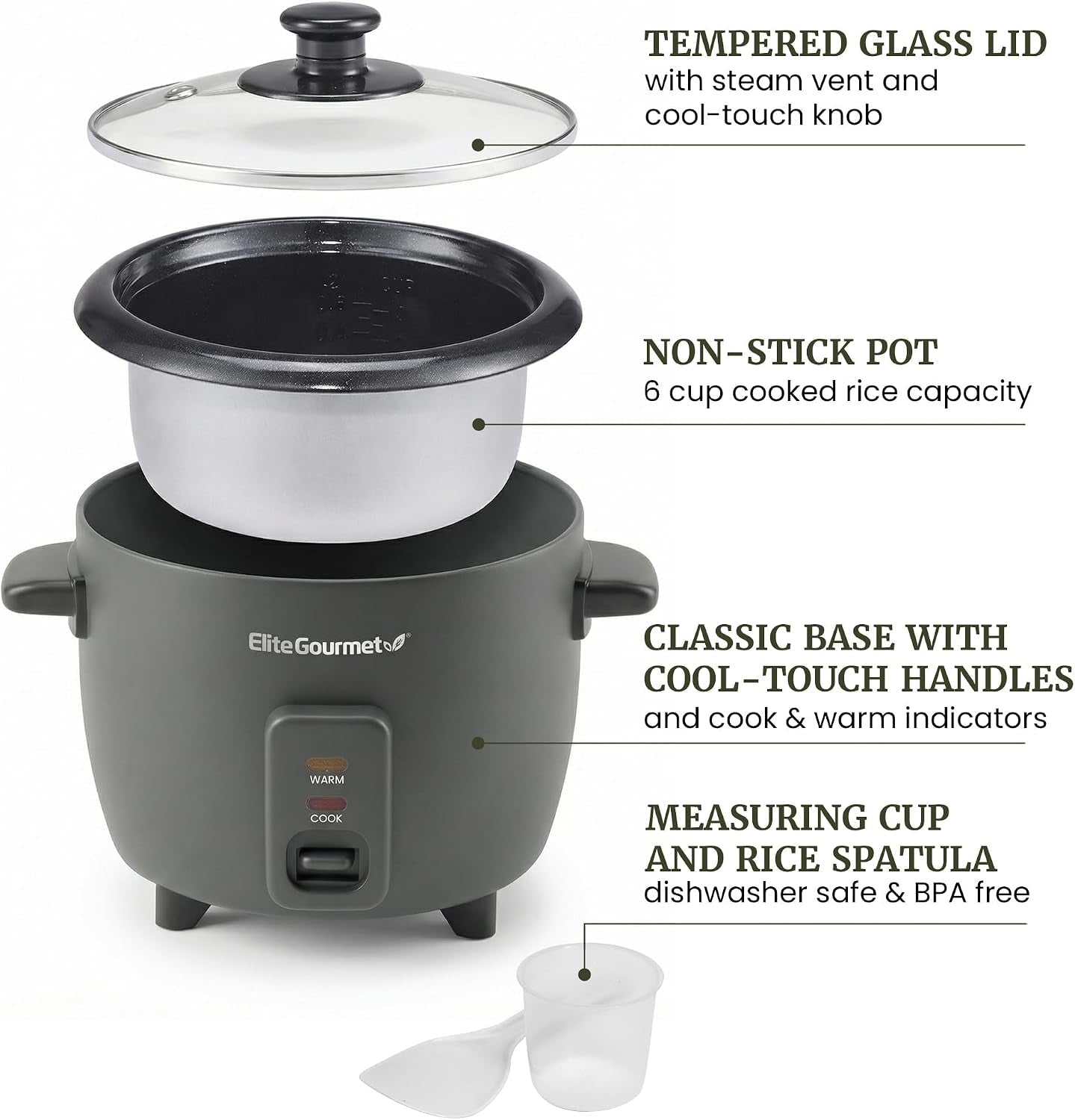 erc6gc-ceramic-rice-cooker-pfas-free-non-stick-gray-6-cup-capacity-ceralast-coating-tempered-glass-lid-one-touch-cooking-includes-bpa-free-measuring-cup-and-spatula