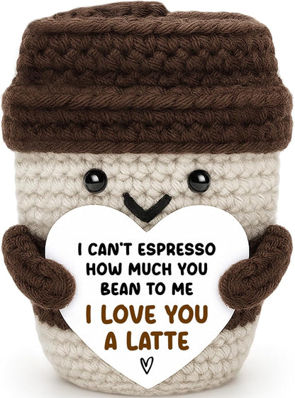Anniversary Women Men Her Him Gifts for Girlfriend Boyfriend Birthday | Fall Decor Gifts for Husband Wife Wedding Anniversary Christmas Coffee Lover Couple Crochet Coffee Mug Decor I Love You1