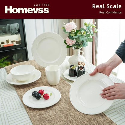 Homevss, New Bone China Dinnerware Set, Embossed Pearl Design, 20Pc Set4