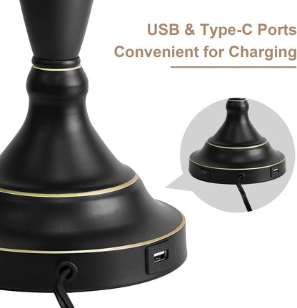 28" Modern Table Lamps Set of 2 for Living Room Bedroom, USB Ports7