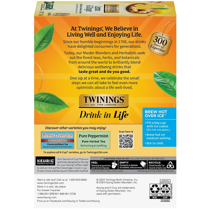 Lemon & Ginger Herbal Tea K-Cup Pods for Keurig, 24 Count (Pack of 1), Tangy & Spicy, Naturally Caffeine-Free, Enjoy Hot or Iced | Tangy & Spicy, Helps Soothe Digestion, Naturally Caffeine-Free, 24 Keurig Pods for Single Serve Brewers, Enjoy Hot or Iced5