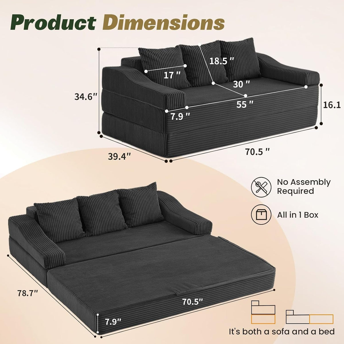 78-7-folding-convertible-sofa-bed-boneless-sleeper-sofa-couch-with-pillows-3-seater-pull-out-futon-couches-bed-floor-mattress-couch-loveseat-for-living-room-bedroom-lounge-dark-grey