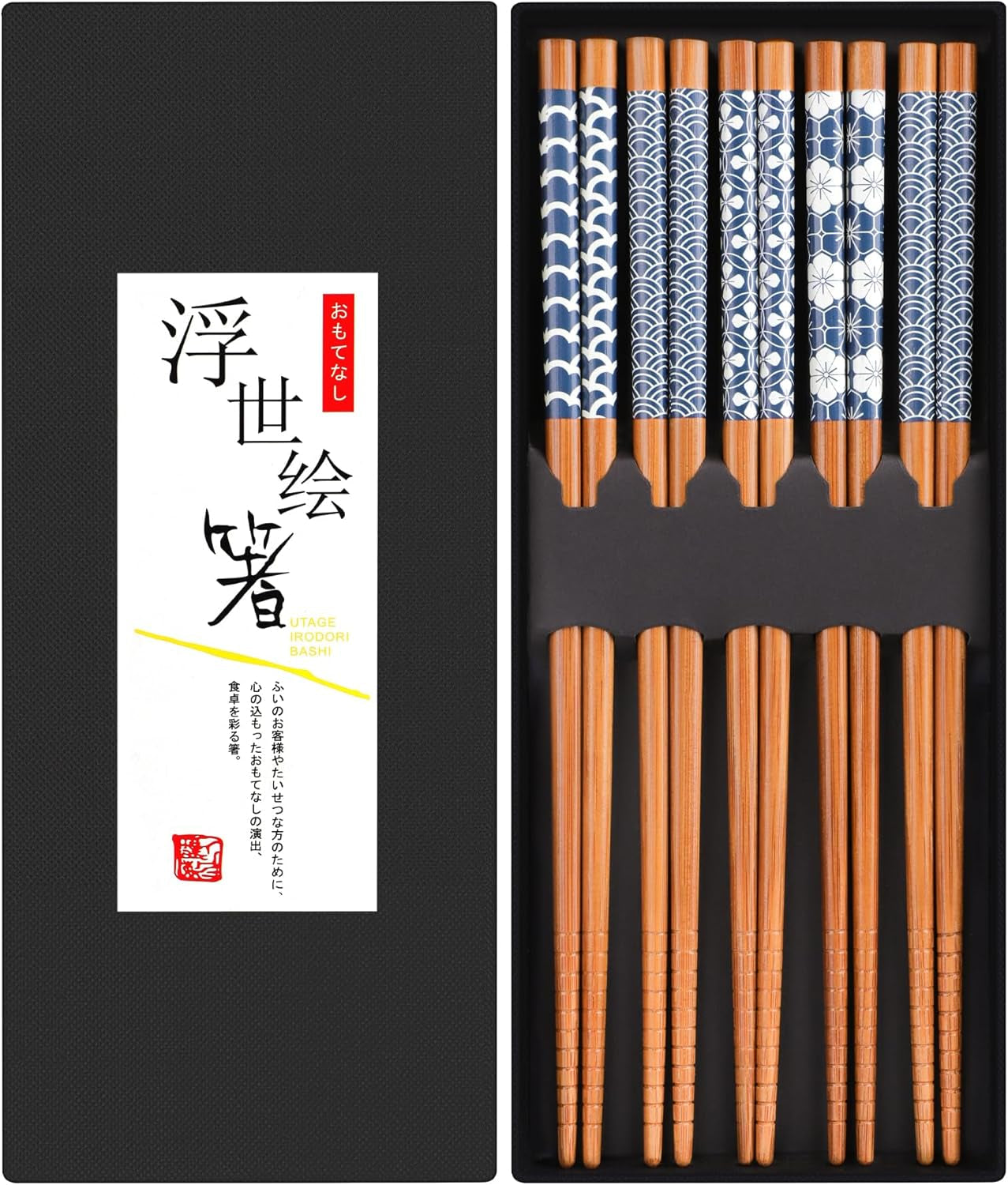 5-pairs-natural-bamboo-chopsticks-reusable-classic-japanese-style-chop-sticks-gift-sets-dishwasher-safe-8-8-inch-22-5cm