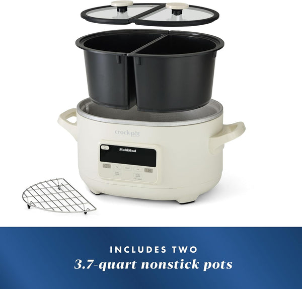 Crock-Pot Multimeal Multicooker and Programmable Slow Cooker with Bake Function, Create 2 Dishes Simultaneously, Two 3.7Qt Nonstick Pots Feed 8+ People, Dishwasher-Safe6