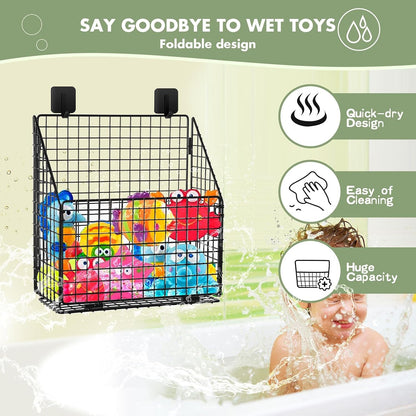 Bath Toy Storage Organizer, Large Bathtub Toy Holder, Black4