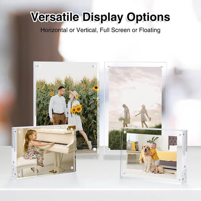 Acrylic Picture Frames 4X6, 3 Pack Magnetic 4 X 6 Picture Frame, Double Sided Clear 4X6 Photo Frame with Microfiber Cloth, Frameless Freestanding 4X6 Frame Gift for Desktop Display4