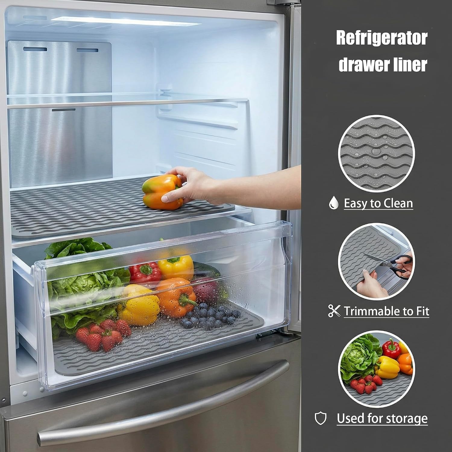 silicone-dish-drying-mat-grey-16-12-quick-dry-ridges-heat-resistant-trivet-to-450-f-non-slip-dishwasher-safe-roll-up-storage-18-colors-9-sizes-available