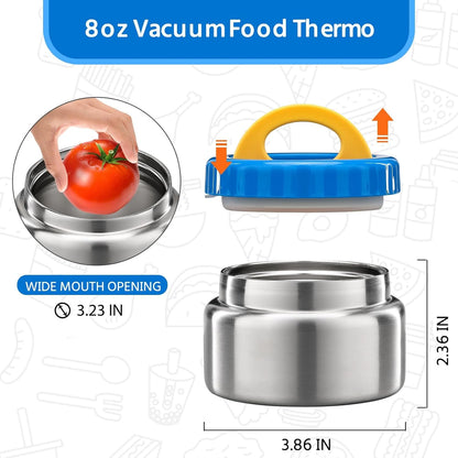 8Oz Soup Thermo Wide Mouth Vacuum Insulated Stainless Steel Food Jar, Leak Proof for Hot&Cold Food Kids Lunch Container for School Travel (Blue)6