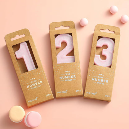 2.76 Inch Luxe Pink Glitter 1 Number Birthday Candles, Pink Number Candles, Cake Number Candles, Party Celebration4