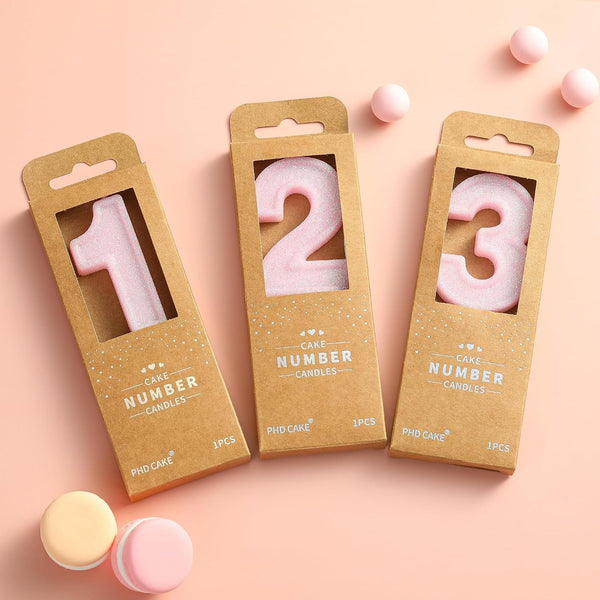 2.76 Inch Luxe Pink Glitter 1 Number Birthday Candles, Pink Number Candles, Cake Number Candles, Party Celebration4