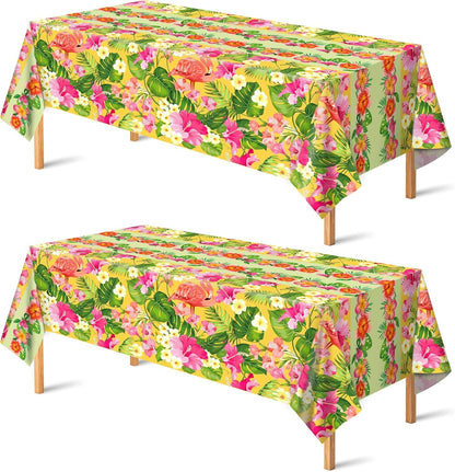 2 Pack Luau Party Decorations - Plastic Tablecloth for Hawaiian Theme Party Decorations | Tropical Summer Beach Pool Birthday Backdrop Favors Supplies1