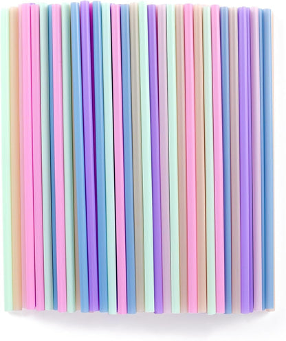 [100 Pcs] Colorful Disposable Plastic Drinking Straws - 8.26" Long & 0.24" Diameter Cute Straws for Juice,Coffee,Milk,Cocktail, Ideal for Bachelorette Party, Birthday Party, Bridal Shower, Baby Shower1