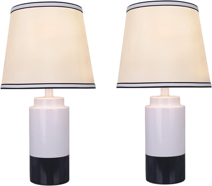 40114-32, Two Pack Set - 18 1/2" High Traditional Ceramic Table Lamp, off White & Black and Empire Shaped Lamp Shade in off White, 10" Wide2
