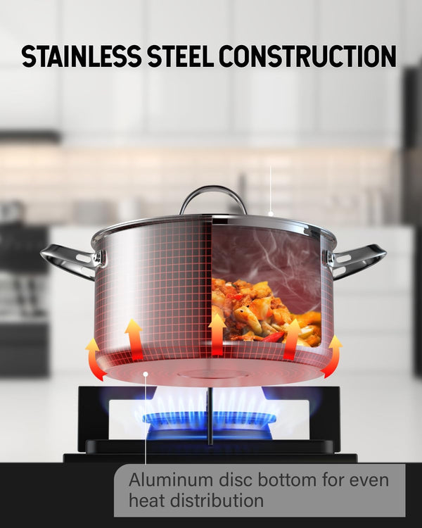 7 Quart Stock Pot, Stainless Steel Cooking Pot with Lid | Induction Compatible, Oven Safe and Dishwasher Safe Stock Pot with Lid for Soups, Stews, Pasta and Family-Size Meals3