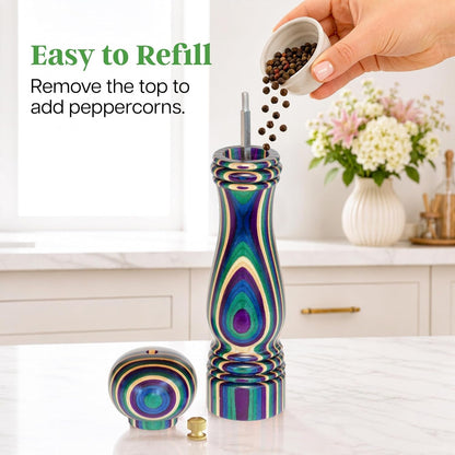 Baltique Mumbai Wooden Pepper Grinder, Colorful 8-Inch Pepper Mill5